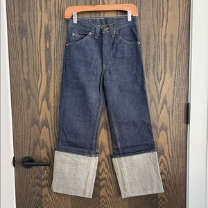 Vintage • Raw Denim Stovepipe Cuffed Jeans